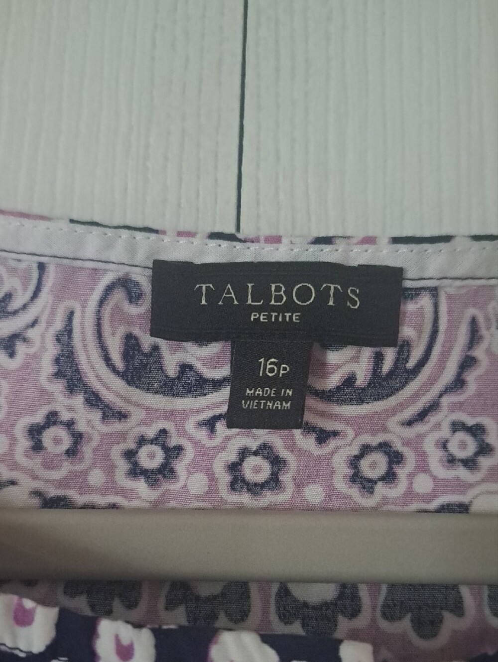 Talbots Size 16P Lavendar & Navy Sleeveless Fit & Flare Printed Midi Dress - Picture 2 of 10